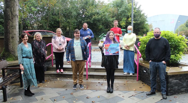 group of serc staff and students standing outside SERC Bangor campus